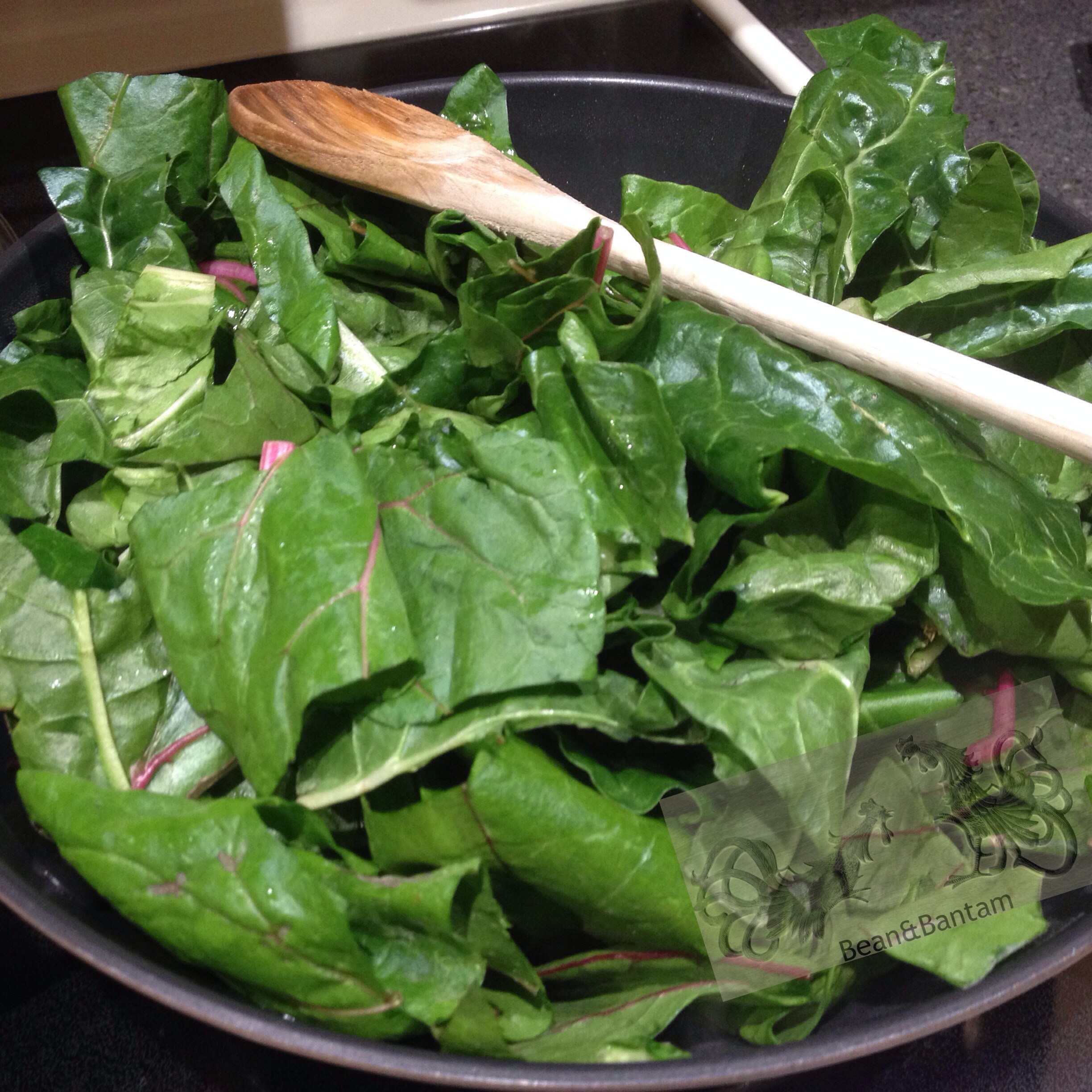 chard greens are initially quite bulky, but will cook down